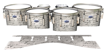 Dynasty Custom Elite Tenor Drum Slips - Illegible Script on White (Themed)