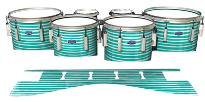 Dynasty Custom Elite Tenor Drum Slips - Lateral Brush Strokes Aqua and White (Green) (Blue)