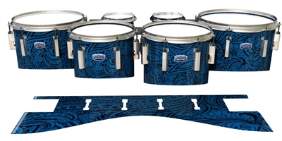 Dynasty Custom Elite Tenor Drum Slips - Navy Blue Paisley (Themed)