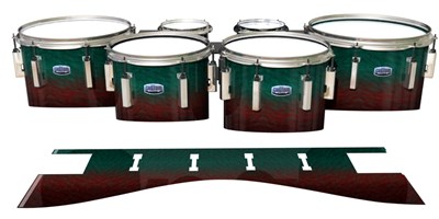 Dynasty Custom Elite Tenor Drum Slips - Red River Fade (Red) (Aqua)