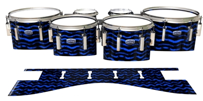 Dynasty Custom Elite Tenor Drum Slips - Wave Brush Strokes Blue and Black (Blue)