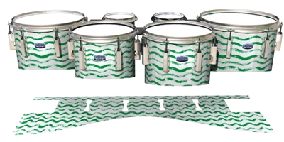 Dynasty Custom Elite Tenor Drum Slips - Wave Brush Strokes Green and White (Green)