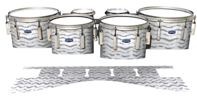 Dynasty Custom Elite Tenor Drum Slips - Wave Brush Strokes Grey and White (Neutral)