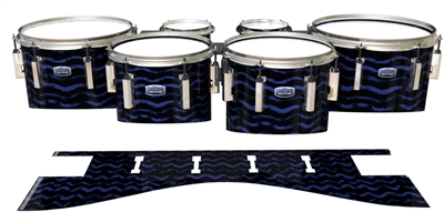 Dynasty Custom Elite Tenor Drum Slips - Wave Brush Strokes Navy Blue and Black (Blue)