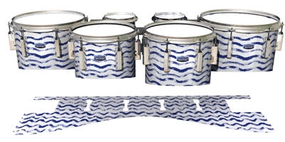 Dynasty Custom Elite Tenor Drum Slips - Wave Brush Strokes Navy Blue and White (Blue)