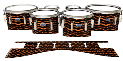 Dynasty Custom Elite Tenor Drum Slips - Wave Brush Strokes Orange and Black (Orange)