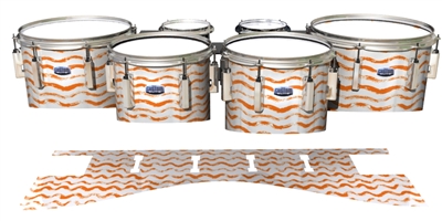 Dynasty Custom Elite Tenor Drum Slips - Wave Brush Strokes Orange and White (Orange)