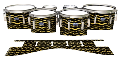 Dynasty Custom Elite Tenor Drum Slips - Wave Brush Strokes Yellow and Black (Yellow)