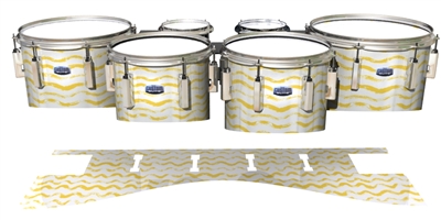 Dynasty Custom Elite Tenor Drum Slips - Wave Brush Strokes Yellow and White (Yellow)