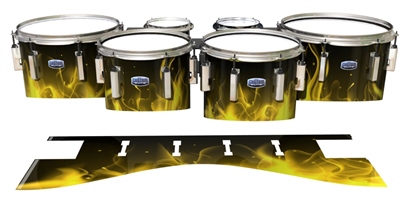 Dynasty Custom Elite Tenor Drum Slips - Yellow Flames (Themed)