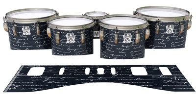 Ludwig Ultimate Series Tenor Drum Slips - Illegible Script on Black (Themed)