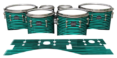Mapex Quantum Tenor Drum Slips - Lateral Brush Strokes Aqua and Black (Green) (Blue)