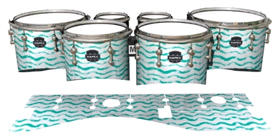 Mapex Quantum Tenor Drum Slips - Wave Brush Strokes Aqua and White (Green) (Blue)