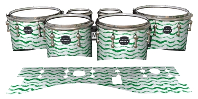 Mapex Quantum Tenor Drum Slips - Wave Brush Strokes Green and White (Green)