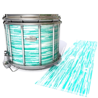 Pearl Championship Maple Snare Drum Slip - Chaos Brush Strokes Aqua and White (Green) (Blue)