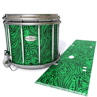 Pearl Championship Maple Snare Drum Slip - Dark Green Paisley (Themed)