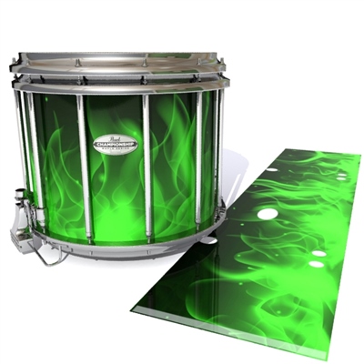 Pearl Championship Maple Snare Drum Slip - Green Flames (Themed)