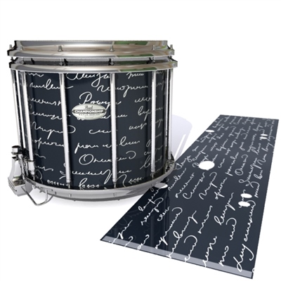 Pearl Championship Maple Snare Drum Slip - Illegible Script on Black (Themed)