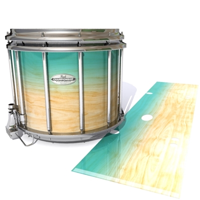 Pearl Championship Maple Snare Drum Slip - Maple Woodgrain Teal Fade (Blue) (Green)