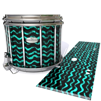 Pearl Championship Maple Snare Drum Slip - Wave Brush Strokes Aqua and Black (Green) (Blue)