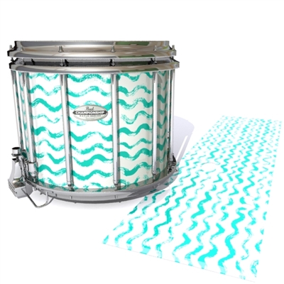Pearl Championship Maple Snare Drum Slip - Wave Brush Strokes Aqua and White (Green) (Blue)