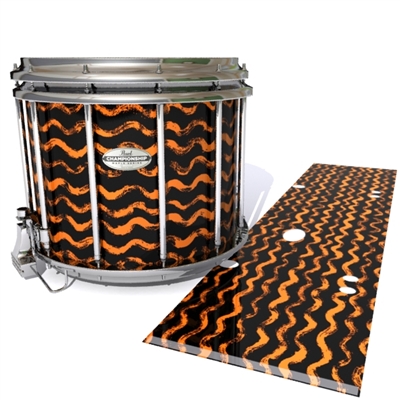 Pearl Championship Maple Snare Drum Slip - Wave Brush Strokes Orange and Black (Orange)