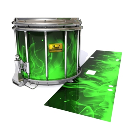 Pearl Championship Maple Snare Drum Slip (Old) - Green Flames (Themed)