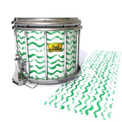 Pearl Championship Maple Snare Drum Slip (Old) - Wave Brush Strokes Green and White (Green)