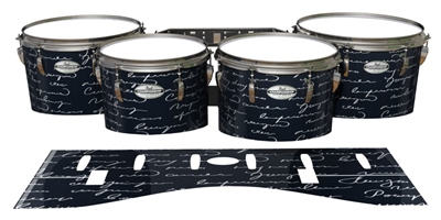 Pearl Championship Maple Tenor Drum Slips - Illegible Script on Black (Themed)