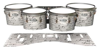 Pearl Championship Maple Tenor Drum Slips - Illegible Script on White (Themed)