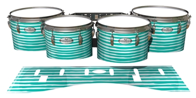 Pearl Championship Maple Tenor Drum Slips - Lateral Brush Strokes Aqua and White (Blue) (Green)