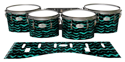 Pearl Championship Maple Tenor Drum Slips - Wave Brush Strokes Aqua and Black (Green) (Blue)