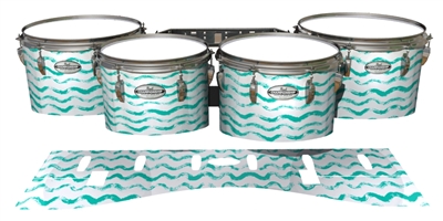 Pearl Championship Maple Tenor Drum Slips - Wave Brush Strokes Aqua and White (Green) (Blue)
