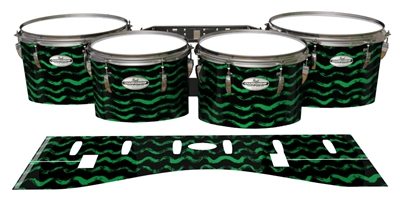 Pearl Championship Maple Tenor Drum Slips - Wave Brush Strokes Green and Black (Green)