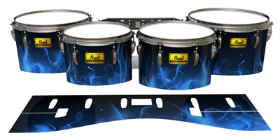 Pearl Championship Maple Tenor Drum Slips (Old) - Blue Flames (Themed)