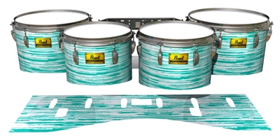 Pearl Championship Maple Tenor Drum Slips (Old) - Chaos Brush Strokes Aqua and White (Green) (Blue)