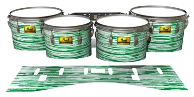 Pearl Championship Maple Tenor Drum Slips (Old) - Chaos Brush Strokes Green and White (Green)