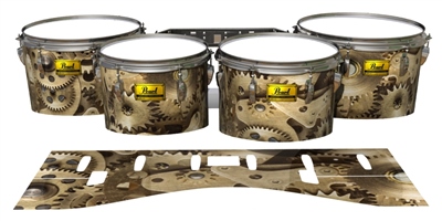 Pearl Championship Maple Tenor Drum Slips (Old) - Golden Gears (Themed)