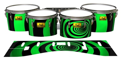 Pearl Championship Maple Tenor Drum Slips (Old) - Green Vortex Illusion (Themed)