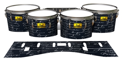 Pearl Championship Maple Tenor Drum Slips (Old) - Illegible Script on Black (Themed)