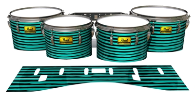 Pearl Championship Maple Tenor Drum Slips (Old) - Lateral Brush Strokes Aqua and Black (Green) (Blue)