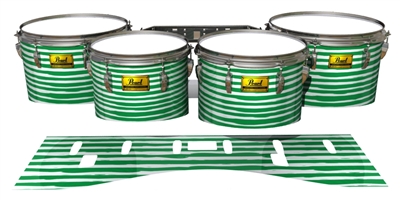 Pearl Championship Maple Tenor Drum Slips (Old) - Lateral Brush Strokes Green and White (Green)