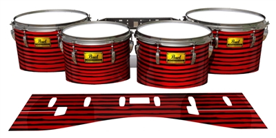 Pearl Championship Maple Tenor Drum Slips (Old) - Lateral Brush Strokes Red and Black (Red)