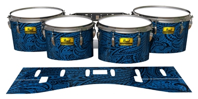 Pearl Championship Maple Tenor Drum Slips (Old) - Navy Blue Paisley (Themed)