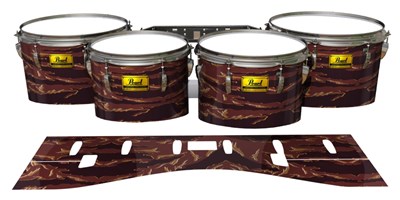 Pearl Championship Maple Tenor Drum Slips (Old) - Sabertooth Tiger Camouflage (Red)