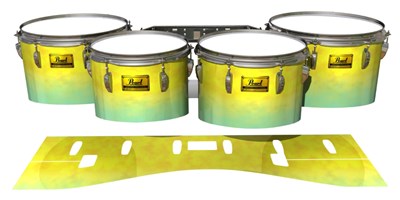 Pearl Championship Maple Tenor Drum Slips (Old) - Springtime Fade (Yellow) (Aqua)