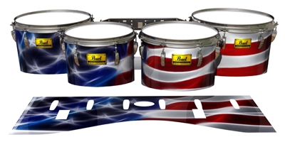 Pearl Championship Maple Tenor Drum Slips (Old) - Stylized American Flag (Premium)