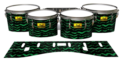 Pearl Championship Maple Tenor Drum Slips (Old) - Wave Brush Strokes Green and Black (Green)