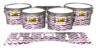 Pearl Championship Maple Tenor Drum Slips (Old) - Wave Brush Strokes Maroon and White (Red)