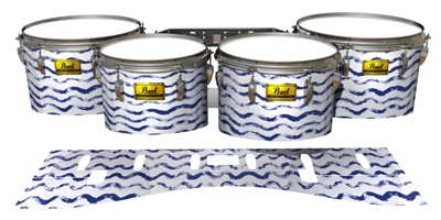 Pearl Championship Maple Tenor Drum Slips (Old) - Wave Brush Strokes Navy Blue and White (Blue)